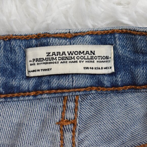 Zara Distressed Skinny Jeans Size‎ 8 Color Blue Gently Used Condition - Picture 5 of 5